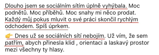 Mája Vajďáková - Magnetická značka a prodej Reference Začátek je vždy o pochopení – kdo jsem, co přináším, jak to celé funguje. Pak je to o správně směřované energii, nastavení, akci a konzistenci. A když tohle sedí, výsledky přicházejí, často i naprosto přirozeně. Bez toho šíleného tlaku na výkon. Bez přetvářky.